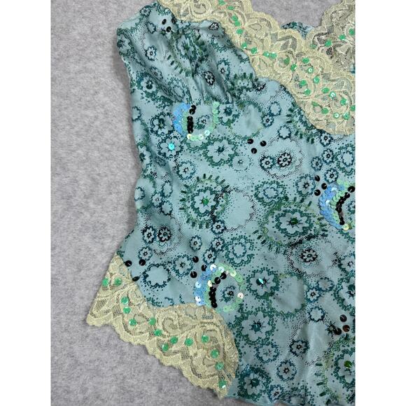 Bebe Womens Size M Y2K Silk Sequin Beaded Cami Tank Top - Picture 10 of 13